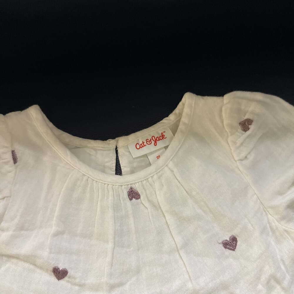Cat & Jack Girls Off White Short Sleeve Knee Length Dress Size XS (4/5) NWT